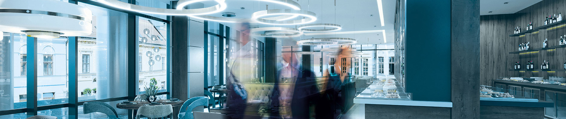 bjb-klemmen-und-verbindungselemente-restautrant-leuchten-menschen-gehen